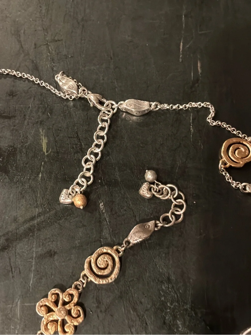 Brighton Two-Tone Floral & Geometric Necklace/Bracelet Set